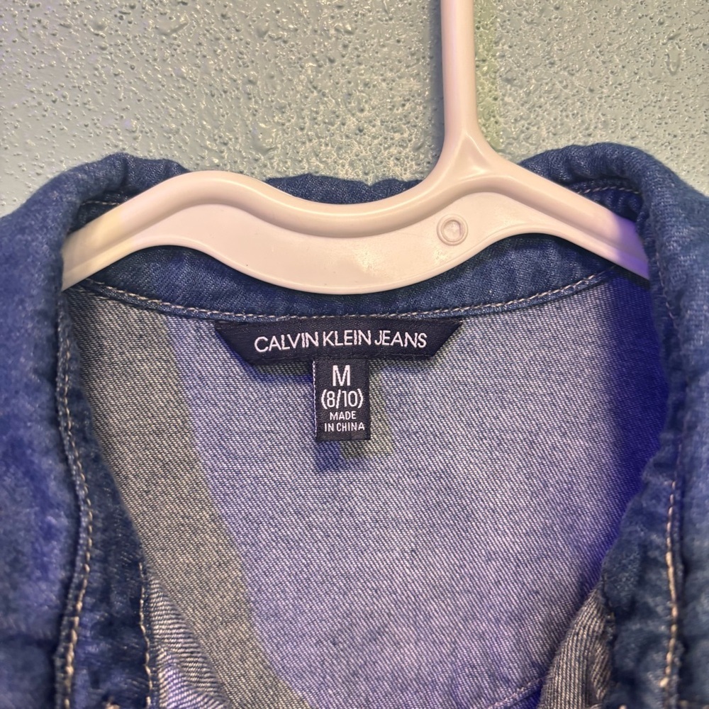 Calvin Klein Jeans Girls’ Blue Denim Button Down Shirt Dress Size M (8/10)​ - Picture 2 of 10